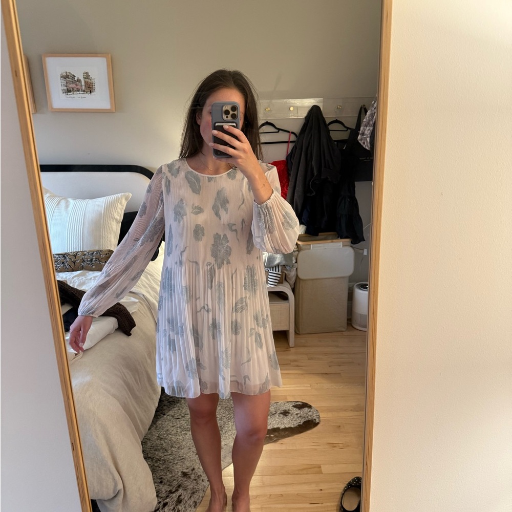Aritzia Cream and Blue Mini Dress